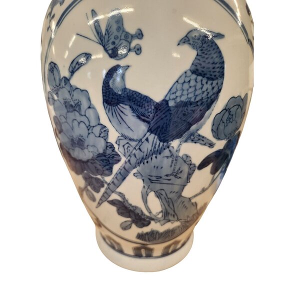 Asian Decor Chinoiserie Tall Floor Vase and Oriental Pheasant Motifs - Picture 3 of 11